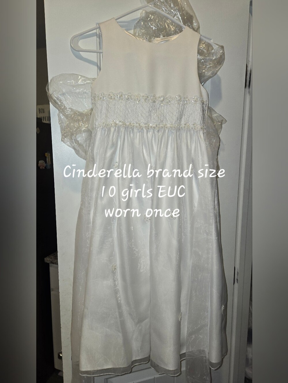 Cinderella Girls White Flower-Trim Dress